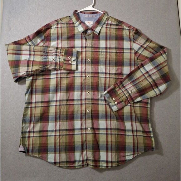 TOMMY BAHAMA Jeans Shirt Mens 2XL Island Crafted Modern Fit Plaid Casual Party - Picture 1 of 7